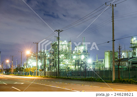 Oil and gas refinery at night 24628621