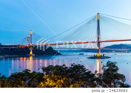 Ting Kau bridge at night 24629083
