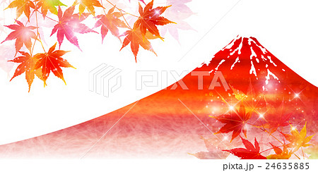 富士山 紅葉 風景 背景 のイラスト素材