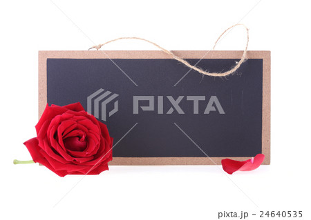 chalkboard sign blank text message with red rose 24640535