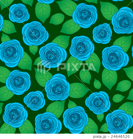 Rose blue seamless pattern with leaves 24646520