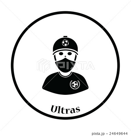 Football fan with covered  face by scarf icon 24649644