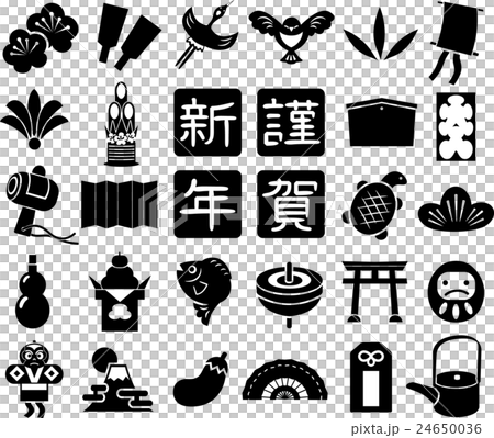 New Year's card New Year's icon material set 24650036