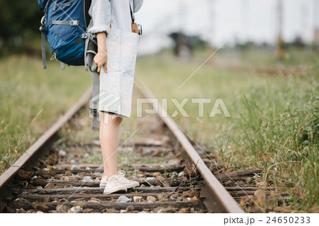 Woman Traveler Adventure Trip Vacation Concept Woman Traveler Adventure Trip Vacation Concept 24650233