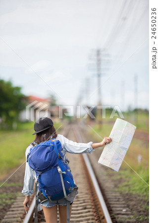 Woman Traveler Adventure Trip Vacation Concept Woman Traveler Adventure Trip Vacation Concept 24650236