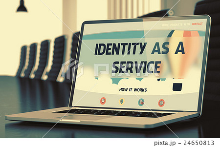 Identity As A Service on Laptop in Conference Room 24650813