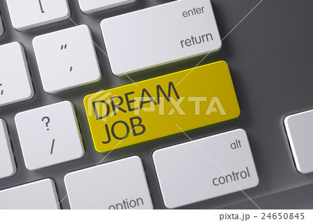 Yellow Dream Job Button on Keyboard. 3D Rendering. Yellow Dream Job Button on Keyboard. 3D Rendering. 24650845