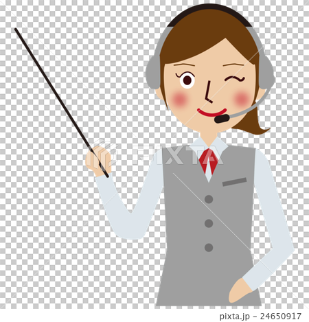 灰色制服與耳機笑臉馬尾辮女操作員解釋 灰色制服與耳機笑臉馬尾辮女操作員解釋 24650917