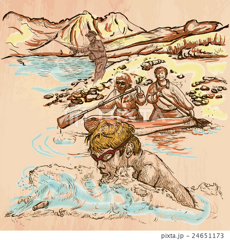 Swimmer. Hand drawn vector picture. Line art. 24651173