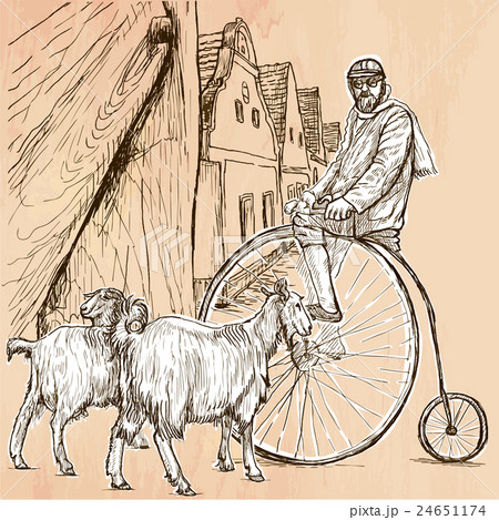 Velocipede - bicyclist. An hand drawn vector. 24651174