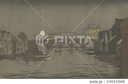 明治時代の東京 井上安治 1864 18 日本橋夜景 のイラスト素材 明治時代の東京 井上安治 1864 18 日本橋夜景 のイラスト素材