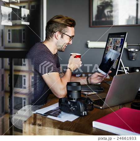 Photographer Journalist Working Studion Agency Concept Photographer Journalist Working Studion Agency Concept 24661933