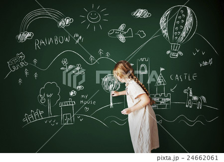 Blackboard Drawing Creative Imagination Idea Concept 24662061