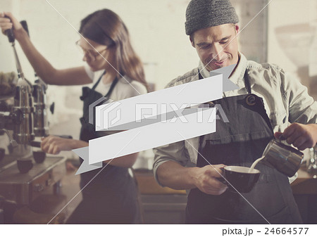 Barista Making Coffee Service Concept Barista Making Coffee Service Concept 24664577