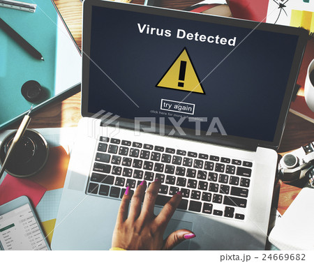 Virus Detected Alert Hacking Piracy Risk Shield Concept 24669682