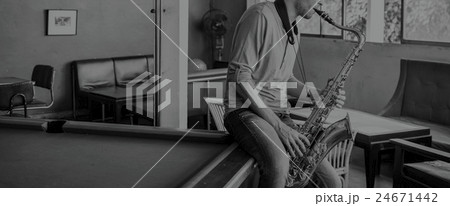 Jazzman Musical Artist Playing Saxophone Concept Jazzman Musical Artist Playing Saxophone Concept 24671442