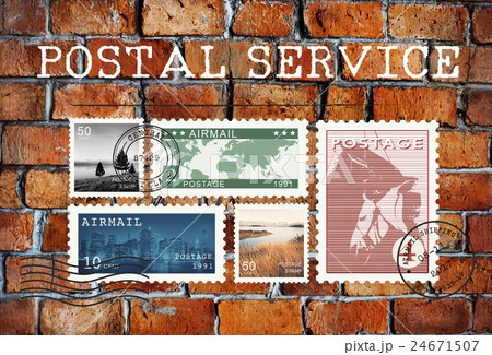 Airmail Mail Postcard Letter Stamp Concept 24671507
