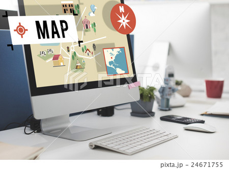 Map Navigation Position Transport GPS Route Concept Map Navigation Position Transport GPS Route Concept 24671755
