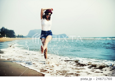 Beach Summer Holiday Vacation Traveling Relaxation Concept Beach Summer Holiday Vacation Traveling Relaxation Concept 24671760