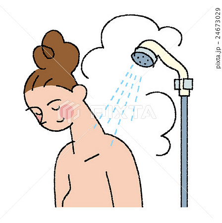 シャワーを浴びる女性のイラスト素材