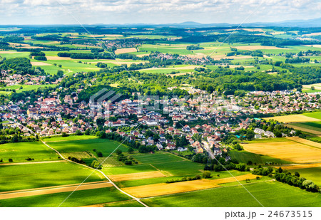 Aerial view of Sierentz village in Haut-Rhin Aerial view of Sierentz village in Haut-Rhin 24673515