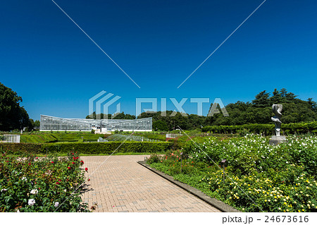 神代植物公園 温室 遠景 左からの写真素材