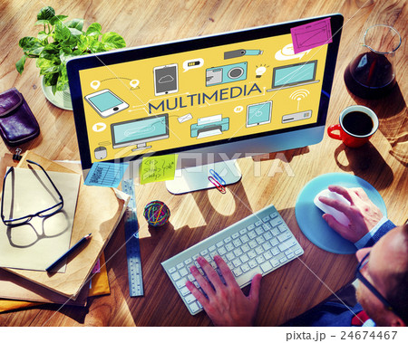 Multimedia Communication Connection Technology Devices Concept Multimedia Communication Connection Technology Devices Concept 24674467