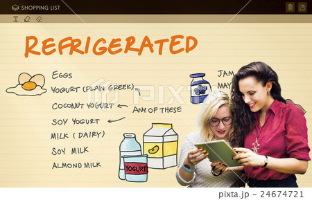 Refrigerated Shopping List Objects Concept Refrigerated Shopping List Objects Concept 24674721