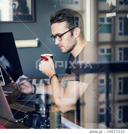 Photographer Working Checking Photo Concept Photographer Working Checking Photo Concept 24677232