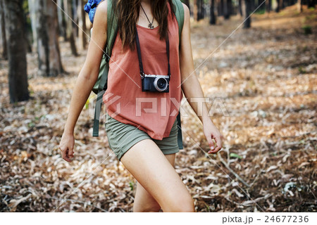 Camping Camera Walking Nature Photot Concept Camping Camera Walking Nature Photot Concept 24677236