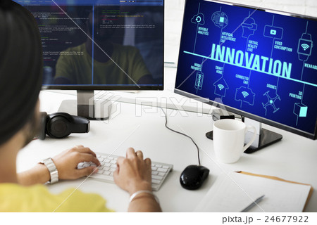 Innovation Connected Drones Technology Concept 24677922