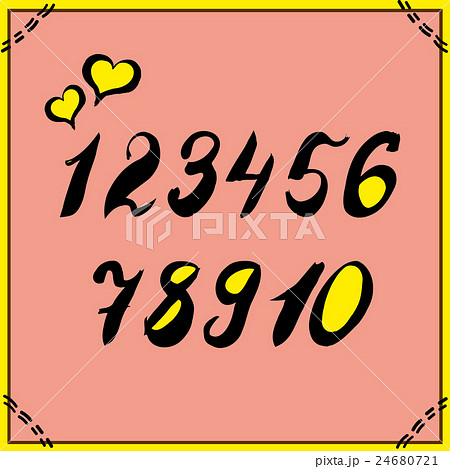 Alphabet numbers hand-drawn doodle sketch 24680721