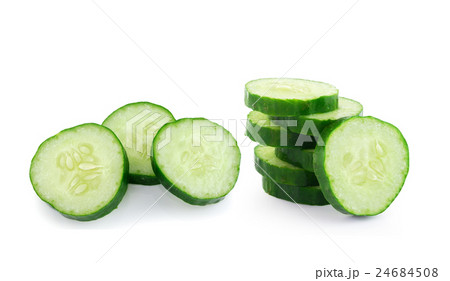 Fresh cucumber slice isolated on white background 24684508