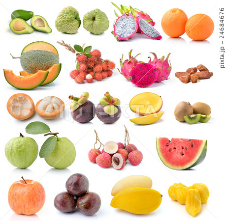 set of fruit on white background 24684676