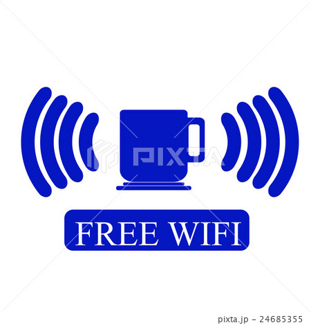 Free Wi-Fi zone vector icon. Cup with wireless Free Wi-Fi zone vector icon. Cup with wireless 24685355