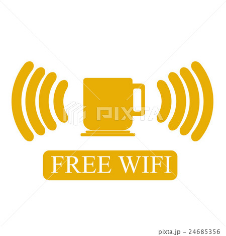 Free Wi-Fi zone vector icon. Cup with wireless 24685356
