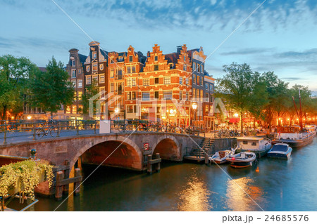 Amsterdam. City Canal at night. Amsterdam. City Canal at night. 24685576