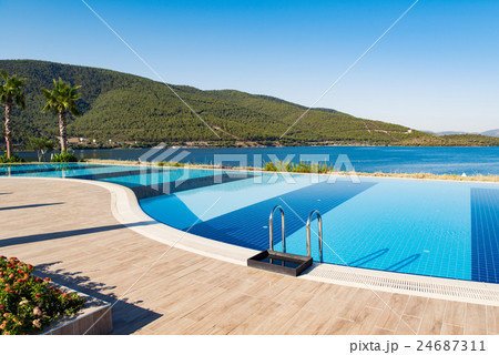 Swimming pool on bright summer day Swimming pool on bright summer day 24687311