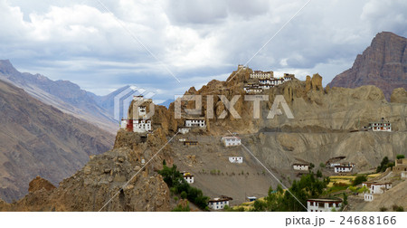 Dhankar monastery on abrupt slopes of Himalayas 24688166