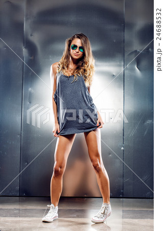 Sexy girl on grey background 24688532