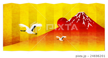酉 鶴 富士山 年賀状 酉 鶴 富士山 年賀状 24696201