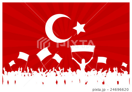 Cheering or Protesting Crowd with Turkey Flag Cheering or Protesting Crowd with Turkey Flag 24696620