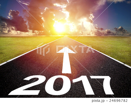 Driving on road and happy new year 2017 concept Driving on road and happy new year 2017 concept 24696782