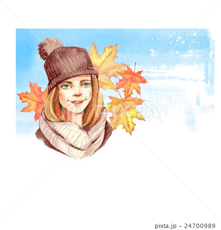 Autumn girl. Watercolor illustration 2 24700989