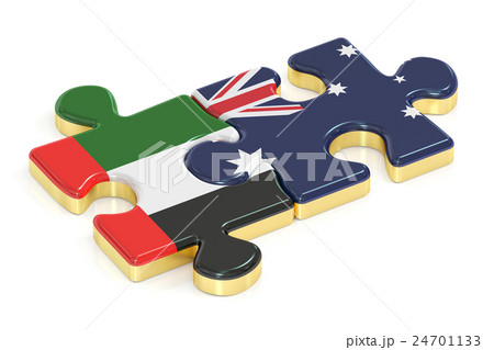 UAE and Australia puzzles from flags, 3D rendering 24701133