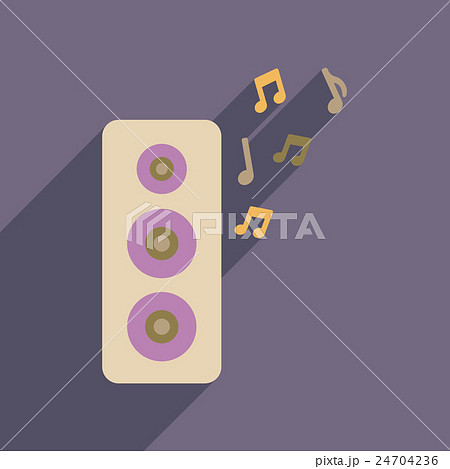 Flat web icon with long shadow musical speaker Flat web icon with long shadow musical speaker 24704236