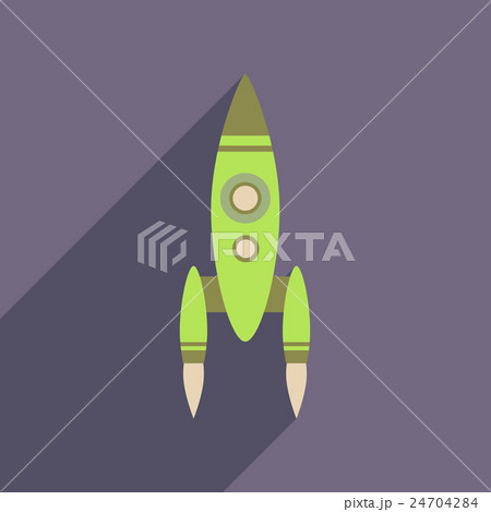 Flat web icon with long shadow rocket  24704284
