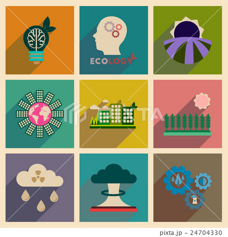 Concept of flat icons with long shadow eco danger Concept of flat icons with long shadow eco danger 24704330