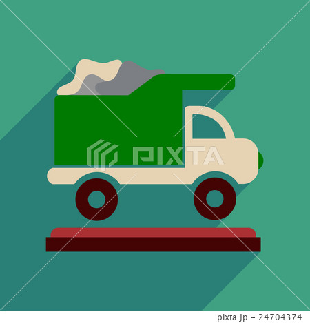 Flat web icon with long shadow garbage truck 24704374