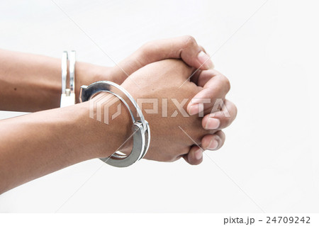 hand with shackle on white hand with shackle on white 24709242